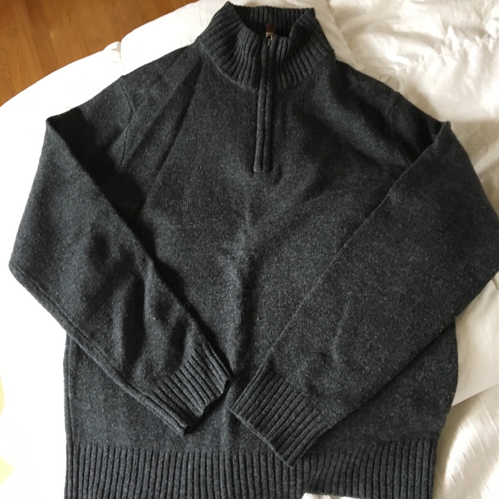 J Crew 100% wool slim fit zip neck sweater